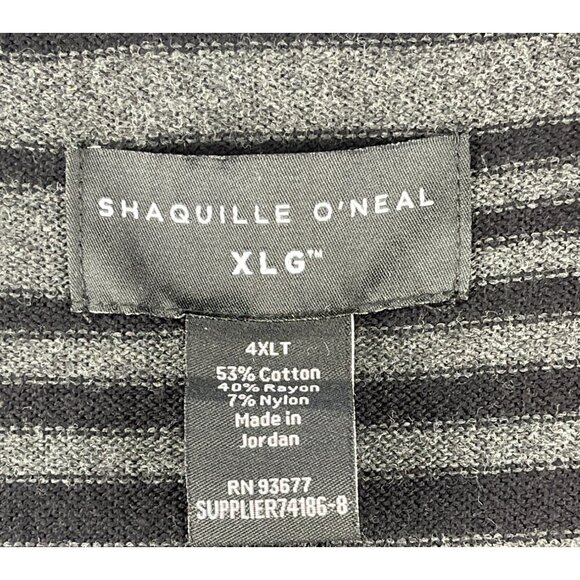 Shaquille O'Neal Mens Size 4XLT  Button Front Cardigan Black Linear Stripe - Picture 7 of 10